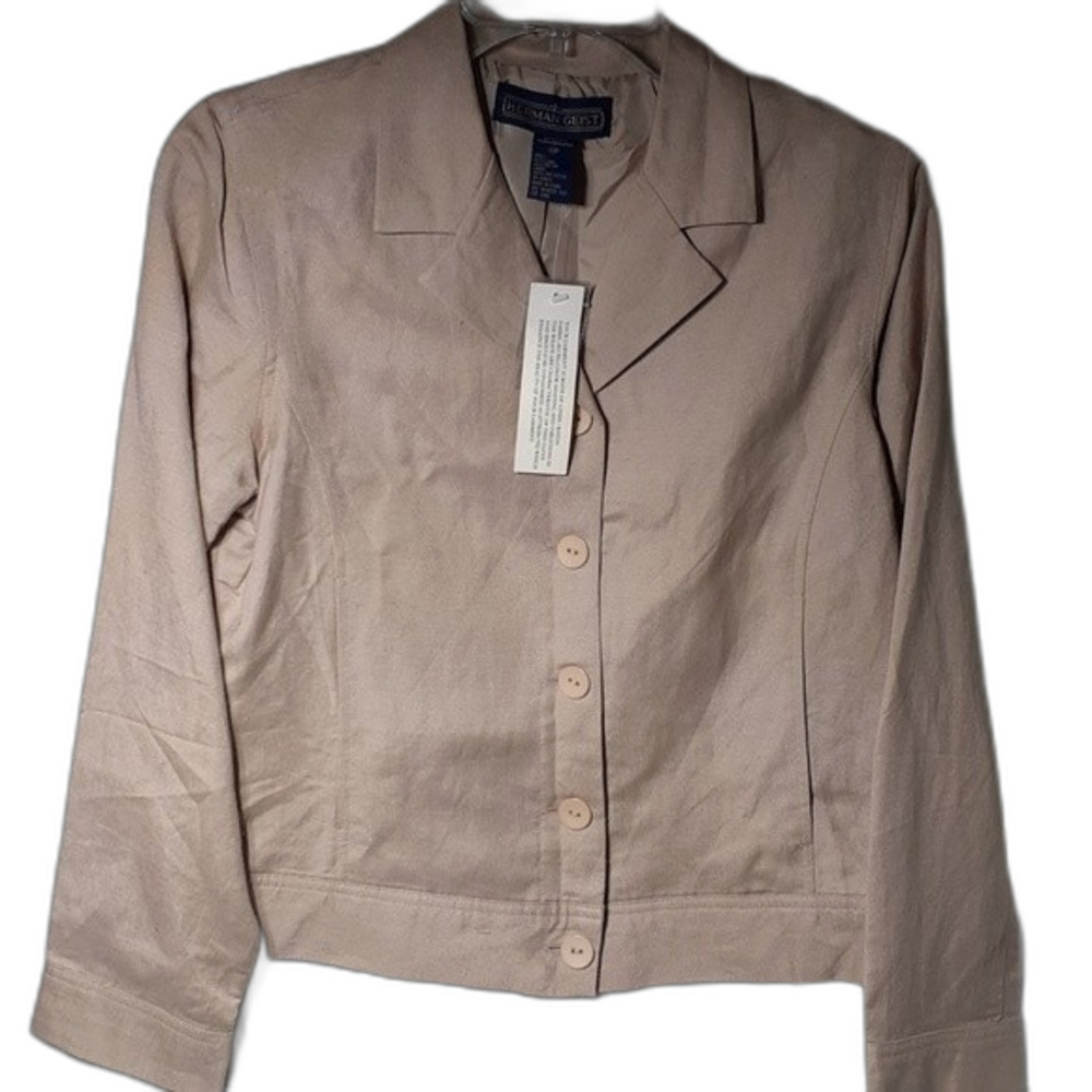 Linen jacket new Herman Geist bomber 10p 10 m beige tan summer classic career